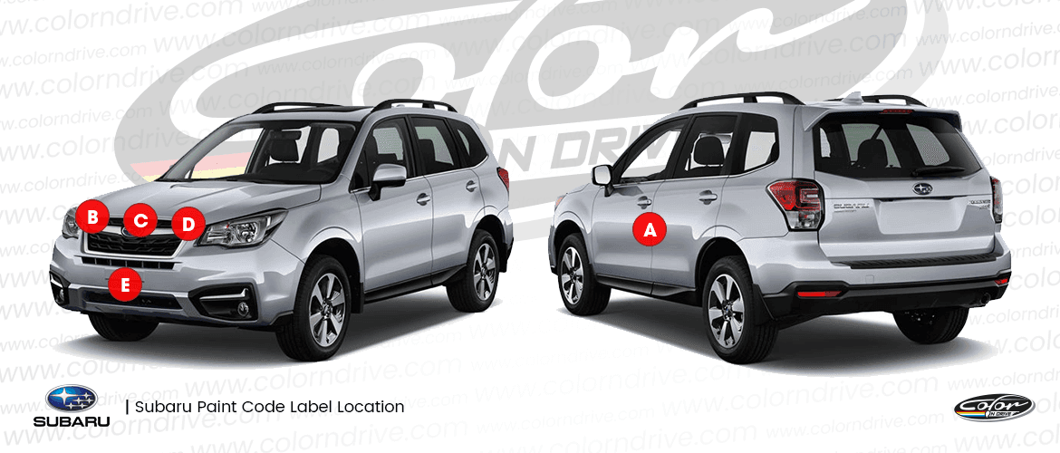 SUBARU paint code label location diagram